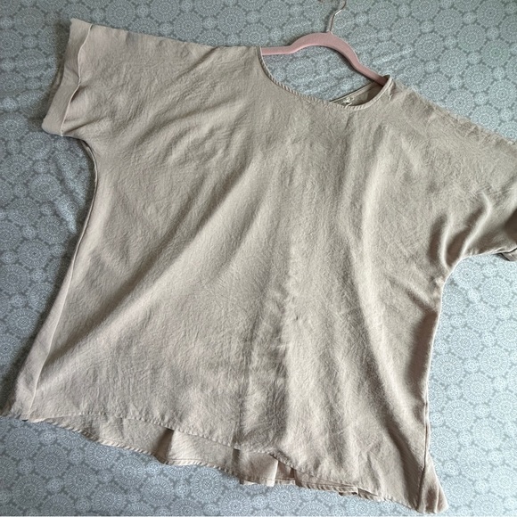 Jodifl Blush Pink Rolled Sleeve Pleated Back Blouse Oversize Small - Picture 4 of 8